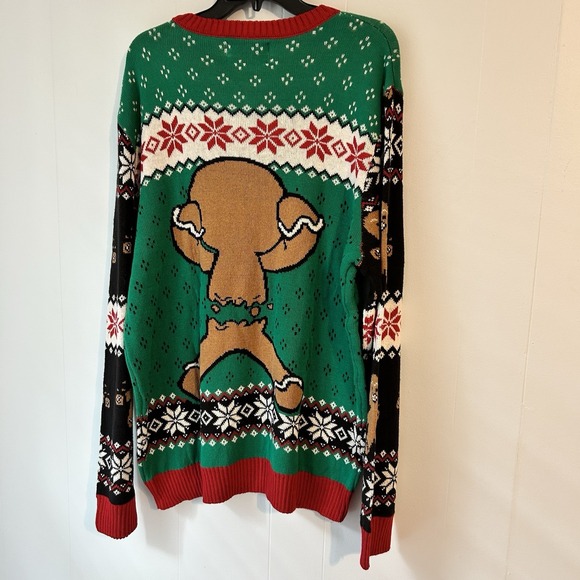 "Oh Snap" Gingerbread Man Ugly Christmas Sweater Broke in Half Size Medium L New - Picture 6 of 12